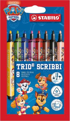 Stabilo - Trio Scribbi - PAW Patrol 368/8-05 gefederter-Dreikantfilzstift 8er Pack