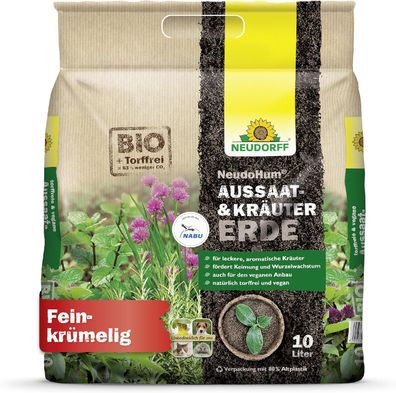 Neudorff NeudoHum AussaatErde und KräuterErde 10L - Bio Anzuchterde für Samen und Krä