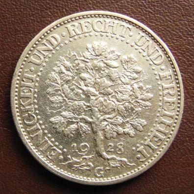 5 Reichsmark 1928 G, Eichbaum
