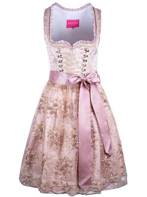 Krüger Dirndl Rosalia 44556 44555 creme rose 2 Längen - Länge: 60cm