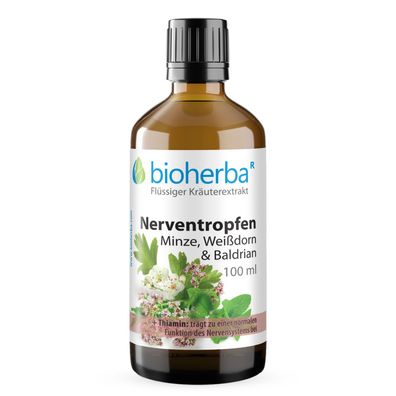 Bioherba Nerventropfen Minze Weißdorn & Baldrian Tinktur