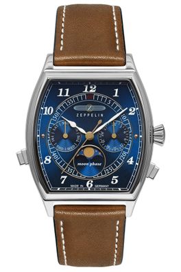 Zeppelin Herrenuhr Metropolis Mondphase Cognac/Blau 8336-3