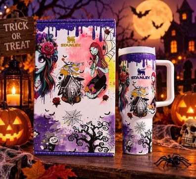 Jack and Sally Glow-in-the-Dark Tumbler | Nightmare Before Christmas Cup | Halloween