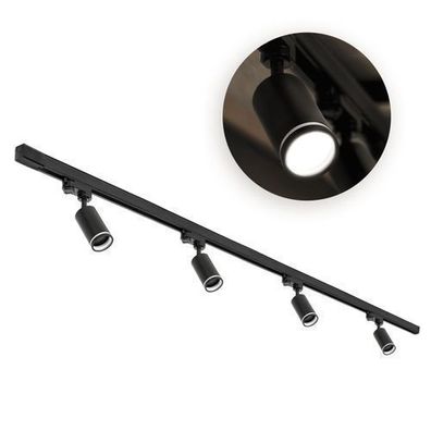 Schienensystem Komplett-Set 4x GU10 Lampe + 2m Schienensatz Schwarz