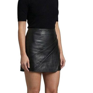 MADDOX - Damen Lederrock Hosenrock Lammnappa schwarz
