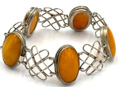 Antikes Silber Armband 0,835 Silber fünf schönen Brutterscotch Steinen