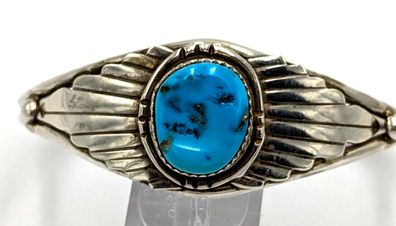 Silber Manschettenarmband NAVAJO Whirling Logs Türkis