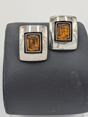 Ohrclips Bernstein ß,925 Sterlingsilber