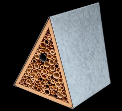 Bienenhaus dreieckig Insektenhotel mit Zinkdach FSC® 100% Pappelholz Natur Dreieckige