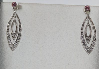 Ohrstecker 0,925 Sterlingsilber mit rosa Spinell und Zirkonia