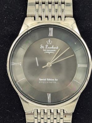 St. Leonard Herrenarmbanduhr edeles Design Edelstahl Special Edition for Pearl