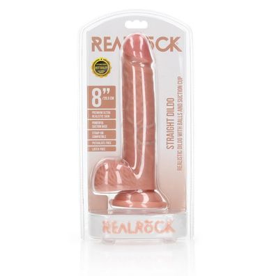 Gerader realistischer Dildo mit Kugeln und Saugnapf - 8/20,5 cm