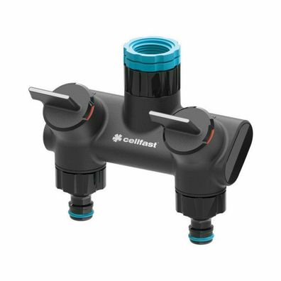 Cellfast ERGO 2-Wege-Verteiler, Durchflussregulierung, Schwarz, 53-220