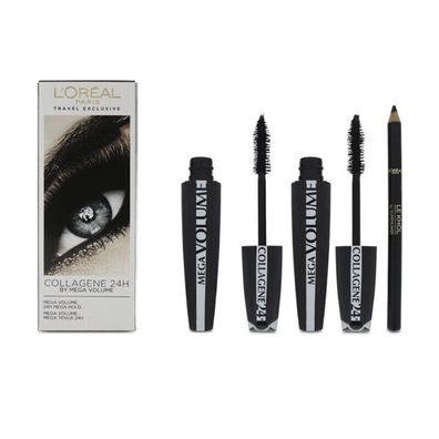 L'Oréal Paris Set Mega Volume Collagene Mascara 2x9ml/Kohl Eyeliner Schwarz 1,2g