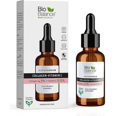 Bio Balance Kollagen-Vitamin C straffend/aufhellend Tag/Nacht Serum für Gesicht 30ml