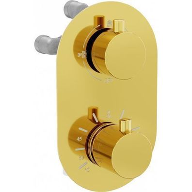 Mexen Kai Thermostat-Wannen-/Duschbatterie mit 3 Ausgängen, Gold - 77602-50