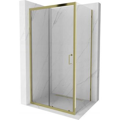 Mexen Apia Duschabtrennung 100x70cm Transparent Gold, Schiebetür, 6mm Glas