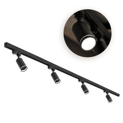 Schienensystem Komplett-Se 4x GU10 Lampe + 2x 1m Schiene + Schalter I Schwarz