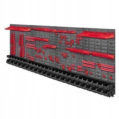 KADAX Werkzeugwandregal, aus Kunststoff, Rot&amp; Schwarz, 232 x 78 cm, 140 tlg