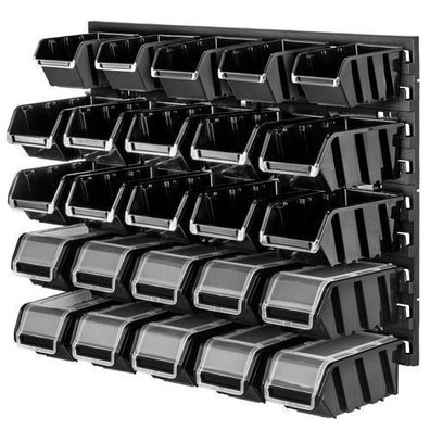 KADAX Werkstattwandregal, Wandplatten, 58 x 39 cm, Schwarz, 25 tlg