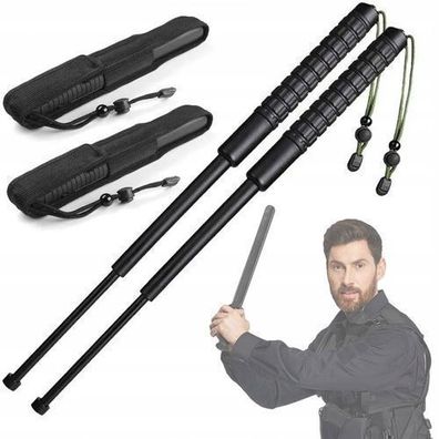 Rosfix Teleskopschlagstock 555 mm Set – Schwarz Chrom | 2 Stück mit Etui