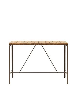 Hochtisch Salguer 140 x 70 x 96 cm Akazienholz und Stahl Tisch Esstisch Garten