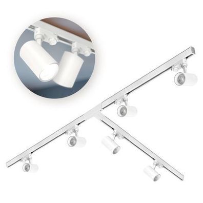 Schienensystem Komplett-Set 3x1m Schiene, T-Verbinder, 6x Lampe, 3x Kappe WEISS