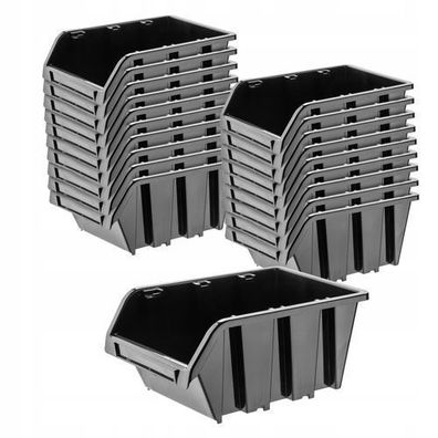KADAX Stapelbox aus PP Kunststoff, 490 x 298 mm, Schwarz, 20 Stück