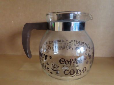 Kanne Glaskanne Teekanne Kaffeekanne brauner Deckel Randwyck