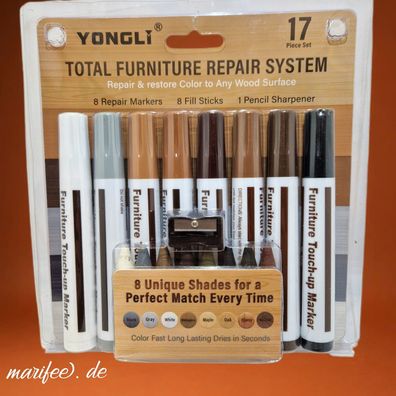 Möbel und Holz-Reparatur-Set 17-teilig, für verschiedene Holzfarben Art.-Nr. 12458
