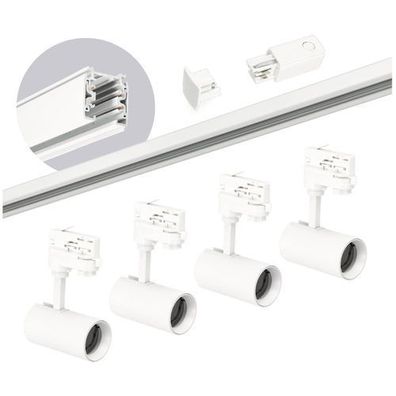 Schienensystem Komplett-Set mit 4xSpots und 2m Schiene + Stromversorgung + Kappe