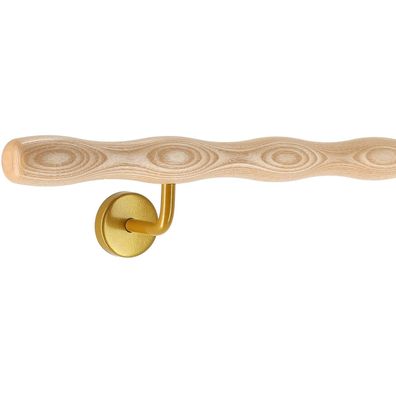 Holz Handlauf Esche wellenförmig Ø 42 mm gewinkelte Edelstahl Handlaufhalter