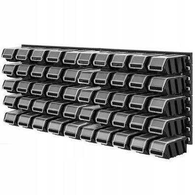 KADAX Werkstattwandregal, Wandplatten, 116 x 39 cm, Schwarz, 50 tlg