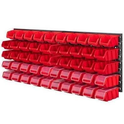 KADAX Werkstattwandregal, Wandplatten, 116 x 39 cm, Rot, 50 tlg
