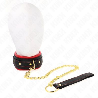 KINK Halsband mit einfarbiger Stoffleine Verstellbar 33-48 Cm X 5.7 Cm