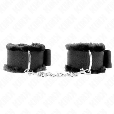 KINK Pelzgefütterte Handgelenkfesseln Schwarz Einstellbar 17-31 Cm X 7 Cm