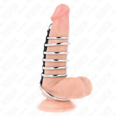 KINK 7 Metall Penis Ringe 3.2 Cm bis 5 Cm Verbunden durch Leder