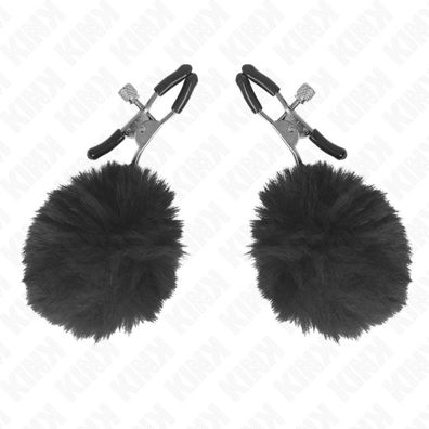 KINK Kunstfell Ball Nippel Klammer Schwarz 6 Cm