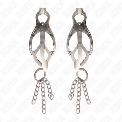 KINK Japanische Kleeblatt Nippelklammern mit Kettchen Silber