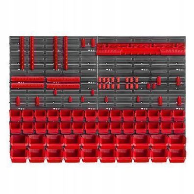 KADAX Werkstattwandregal, Wandplatten, 116 x 78 cm, Rot, 89 tlg