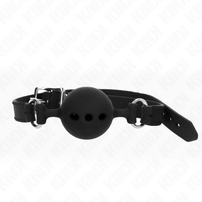 KINK Vollsilikonknebel 55x2Cm mit 5Cm Ball Größe L Schwarz Einstellbar 35-51Cm