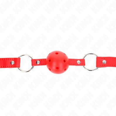 KINK Atmungsaktiver Ball 4Cm Knebel Modell 1 Rot 62.5x2.5Cm Einstellbar 42-58Cm