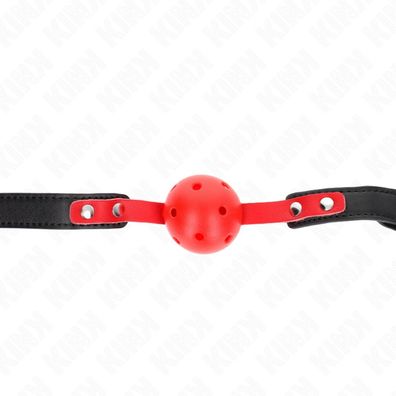 KINK Roter hohler harter Ball 4Cm Knebel Schwarzer Riemen 60x2Cm Einstellbar 37-52Cm