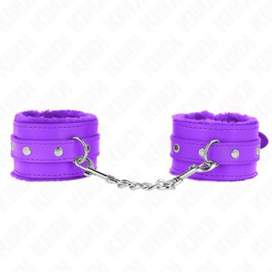 KINK Premium Handgelenkfesseln mit Pelzfutter, Lila, Gürtel, 17-29x6cm