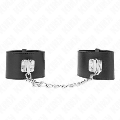 KINK Handgelenkfesseln mit 30cm Kette/Vorhängeschloss, Schwarz, 16-23x5,5cm
