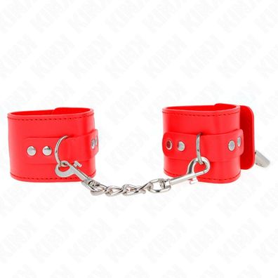 KINK Handgelenkfesseln mit Vorhängeschloss-Verschluss Rot Einstellbar 16-23Cm X 5.5Cm