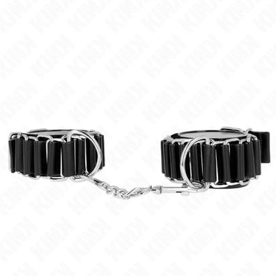 KINK Scharnierähnliche dünne Handgelenkfesseln Schwarz Verstellbar 16-22Cm X 3.5Cm