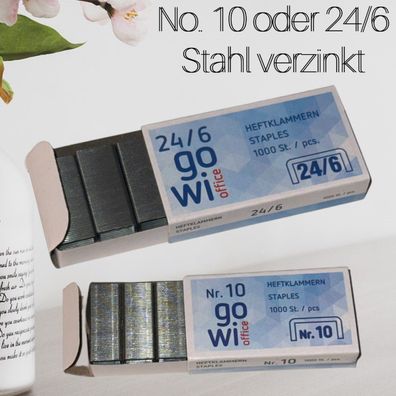 Heftklammern no 10 & 24/6 Klammern Tackernadeln Stahl verzinkt 1000-10000 Stück