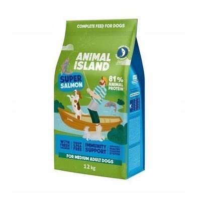 ANIMAL ISLAND Premium-Trockenfutter für Hunde mit Lachs, 12 kg
