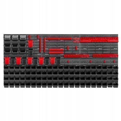 KADAX Werkstattwandregal, Wandplatten, 174 x 78 cm, Rot und Schwarz, 130 tlg